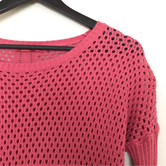 Prana Salmon Pink Crochet Ribbed Knit Sweater - Picture 3 of 10